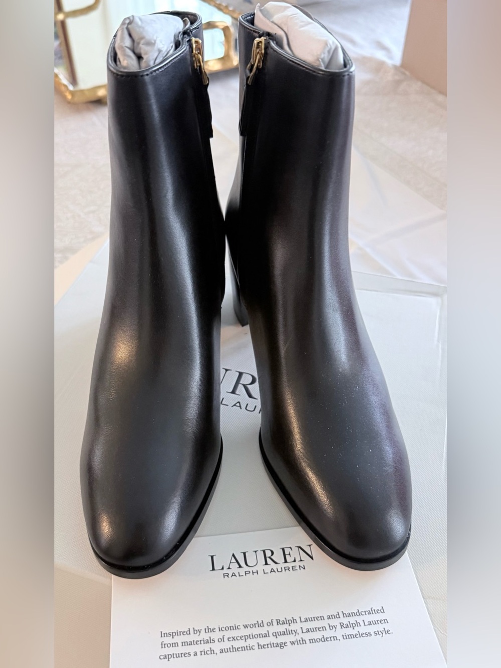 Lauren Ralph Lauren Black Leather Ankle Boots